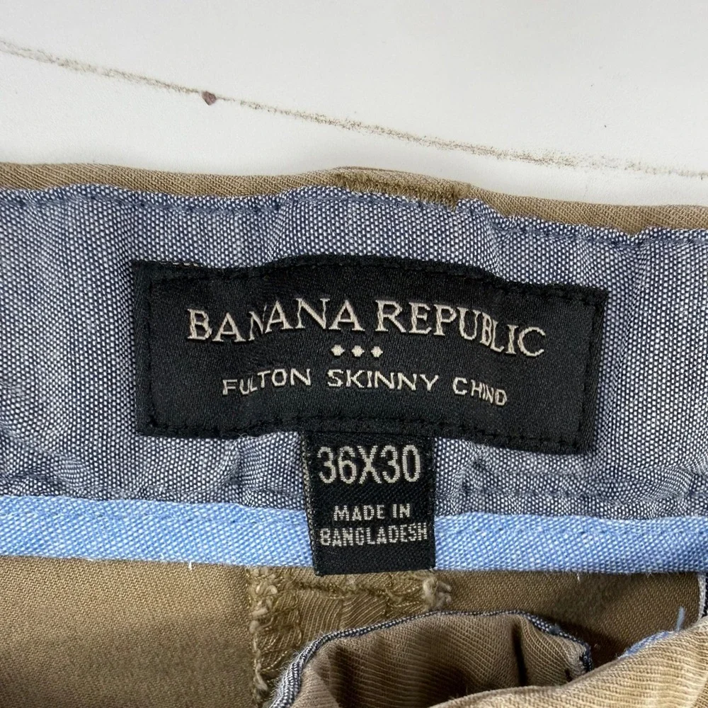 Banana Republic Fulton‎ Skinny Chino Mens 36x28 Acorn Brown Excellent Stretch